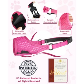 Dog Muzzle, Soft Dog Muzzles for Small Medium Large Dogs, Breathable Muzzle to Prevent Biting, Chewing, and Barking with Ring and Adjustable Strap, Perfect for Vet Visit, Training(Hot Pink,L)