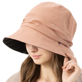 Loo&c Women's Hat, Large Size, Wide Brim, Cooling Sensation, Amy UV Casket, Full Light Blocking, UV Protection, Spring and Summer, UV Protection, Includes Chin Strap, coral pink