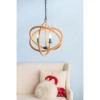 Rattan Globe Pendant Light 3-Light Adjustable Chain Hanging Chandelier for