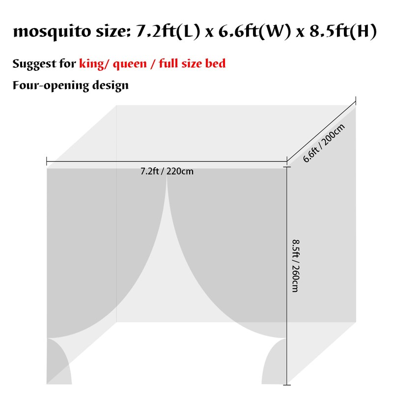 Mosquito Net Bed Canopy, Netting Four Corner Post Curtains Bed