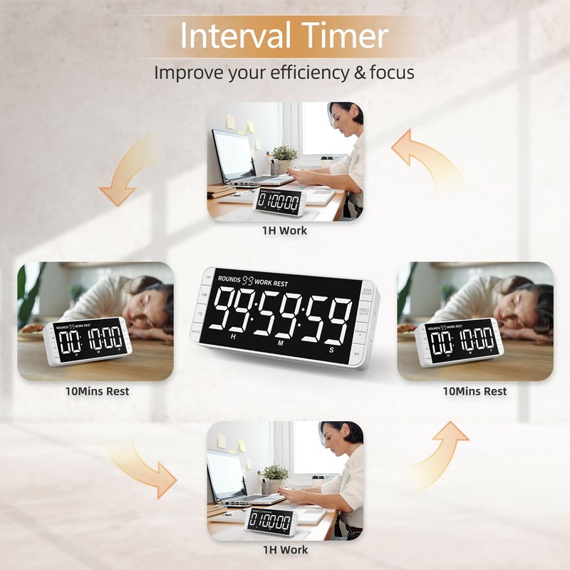 MeesMeek Kitchen Clock Timer: 99H 59M 59S Countdown Countup Rechargeable