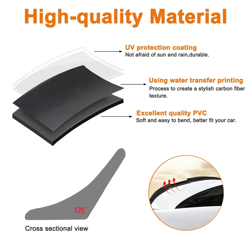 Rear Spoiler Wing Fit for 2011-2018 VW Jetta,3pcs Abs Truck