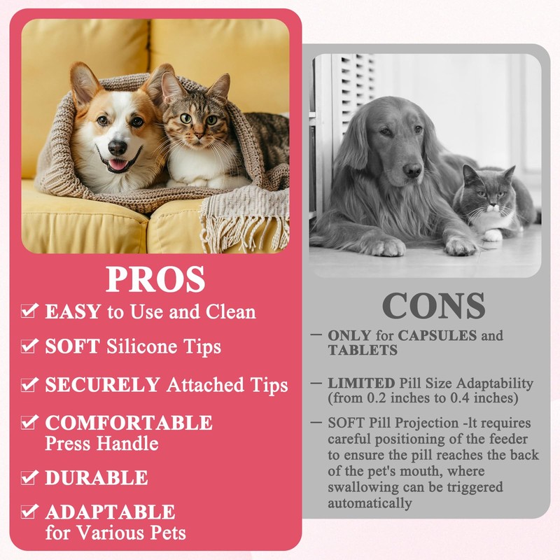 Xorim Cat Pill Shooter, Dog Pill Shooter, Ergonomic Design, Small