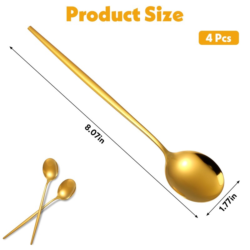 4 Stück Kaffeelöffel Edelstahl 20.3 cm Espresso Löffel Klein Spoon