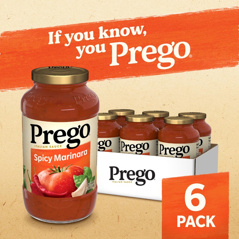 Prego Spicy Marinara Pasta Sauce, 24 oz Jar (Pack of