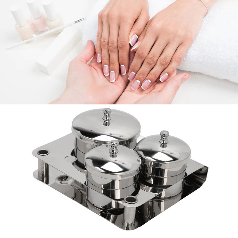 Stainless Steel Nail Powder Holder Thickening Sturdy Dustproof Smooth Surface