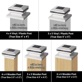 Dynaming 8 Pack Solar Post Lights, Outdoor Decorative Posts Cap Light, Solar Powered White Shell Caps, High Brightness Warm White SMD LED Lighting for Fence Deck Patio, Fit 4x4, 5x5 or 6x6 Wooden Post