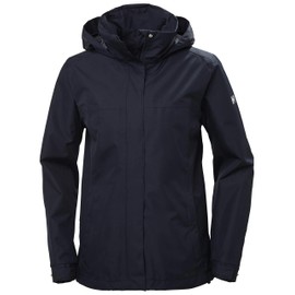 Helly-Hansen Women's Aden Waterproof Windproof Breathable Packable Hood Rain Coat Jacket, 597 Navy, Small