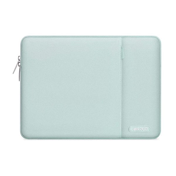 MOSISO Laptop Sleeve Bag Compatible with MacBook Air/Pro Retina, 13-13.3 inch Notebook,Compatible with MacBook Pro 14 inch 2021 2022 M1 Pro/Max A2442,Polyester Vertical Case with Pocket, Mint Green