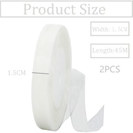 2 Rolls Sheer White Organza Chiffon Ribbon (1.5cm x 45m) – Transparent Wedding, Gift Wrapping & Craft Ribbon for DIY Decor, Bows, Bouquets