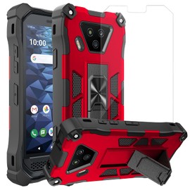 Ailiber Compatible with Kyocera DuraForce Ultra 5G, DuraForce UW E7110 Case with Screen Protector, for Magnetic Car Mount, Kickstand Holder, Armor Full Body Cover for DuraForce Ultra 5G UW-Red