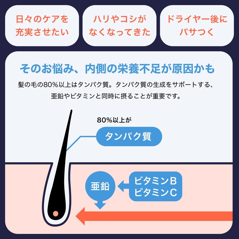 HIX (ヒックス) メンズ サプリメント 亜鉛 L-リジン ビオチン ビタミンC ビタミンB ハリとコシ
