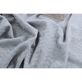 BELIZZI HOME 100% Cotton Bed Blanket, Breathable Thermal Blanket Twin Size, Soft Chevron 60''x90'', Perfect for Layering Any All Season, Light Grey