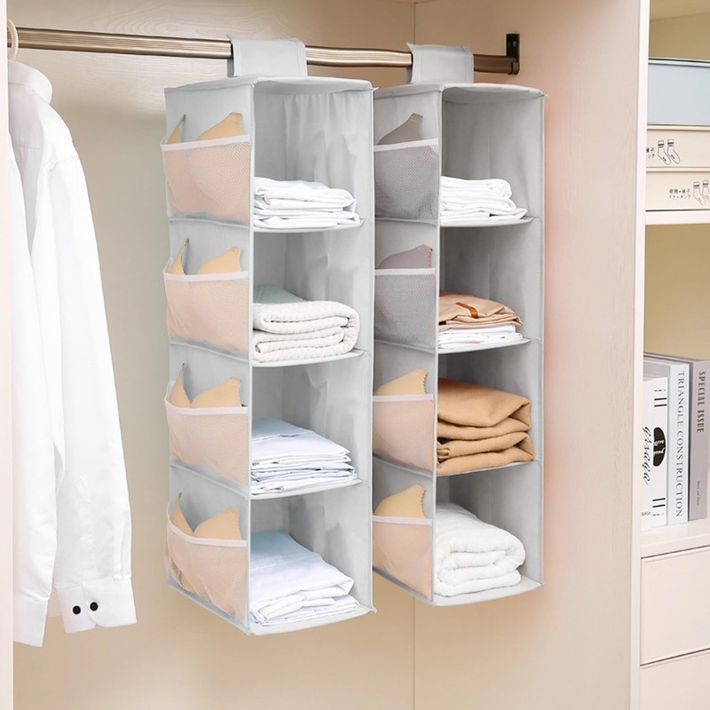 QUMENEY 2 Pcs Hanging Wardrobe Storage Closet Organiser Hanging Storage