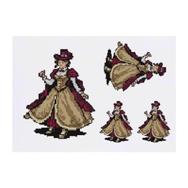 4 x 'Victorian Steampunk Attire Pixel Art' Temporary Tattoos - Water Resistant, Skin-Safe, Non-Toxic Transfers, Mixed Sizes (TO00069978)