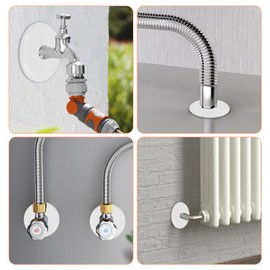 TNJPSEK 6 Pack 17mm Plumbing Cover Decorative Hole Plate, Self-Adhesive ABS Wall Split Flange Water Pipe Cover, Escutcheon Plate for Faucet Toilet Ceiling Floor Kitchen (White)