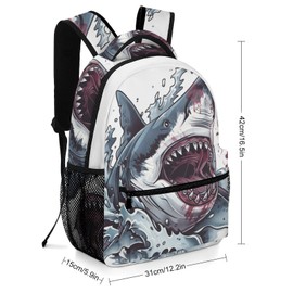 Snbidmk Shark Backpack for Boys Cartoon Animals Bookbag Lightweight School Backpacks Fashion Casual Travel Back Pack for Kids Adult