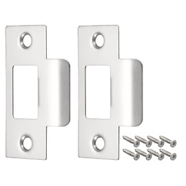 Door Strike Plate,2Sets Door Security Strike Plates & Matching Screws,Short Strike Plate Internal Door Lock Mortice Latch Stainless Steel Latch Deadbolt Strike Plate for Wooden Doors House Door