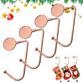 4PCS Christmas Stocking Holders Hangers Hooks for Fireplace Mantel Hooks Hanger Grip Clips for Christmas Party Home Decoration