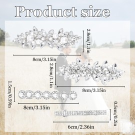 LynixTrade 4PCS Sparkly Rhinestone Hair Clips for Women, Metal Spring Silver Hairpins, Sparkly Silver Hair Barrettes Bridal Accessories for Wedding Party Prom Daily