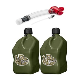 VP Racing Fuels No Spill Trigger Fuel Hose Fluid Control System with VP Racing 5 Gallon Motorsport Racing Liquid Container Utility Jug, Camo (2 Pack)