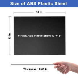 ABS Plastic Sheet 12" x 16" x 0.06" 6 Pack,Moldable Plastic Sheets,High Tensile and Impact Strength Plastic,Great for DIY Projects,Decor, Handcrafts ect