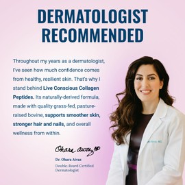 Live Conscious Collagen Peptides Powder - Naturally-Sourced Hydrolyzed Collagen Powder - Hair, Skin, Nail, and Joint Support - Type I & III Grass-Fed Collagen Supplements for Women and Men - 16oz