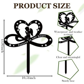 Riletese Grave Decorations for Cemetery - Angel Metal Grave Markers for Cemetery for Humans Forever in Our Hearts Memorial Stakes Remembrance Sympathy for Outdoors Garden Yard Plaque Funeral Gift