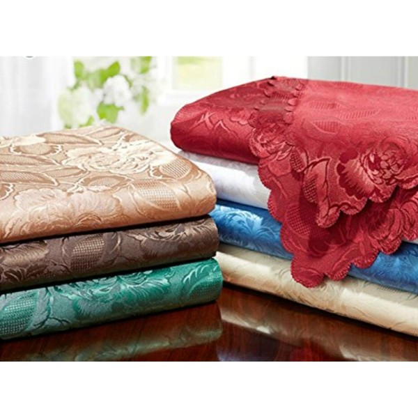 Diana Cowpe 130X130cm SQUARE GREEN DAMASK ROSE JACQUARD TABLECLOTH
