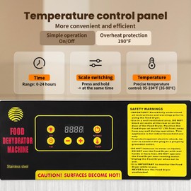 FAHKNS Food Dehydrator Machine, 8 Stainless Steel Trays, 700W Dehydrated Dryer, 190ºF Temperature Control, 24-Hour Timer, Dryer for dried meats, herbs, meats, beef, fruits and vegetables