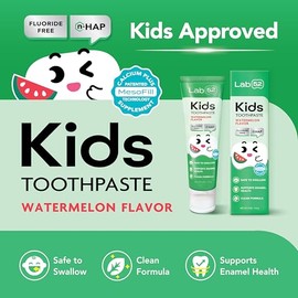 LAB52 Fluoride-Free Kids Toothpaste, Nano-Hydroxyapatite Training Toothpaste for Toddler & Children Daily Oral Care, Supports Enamel Health, Safe if S