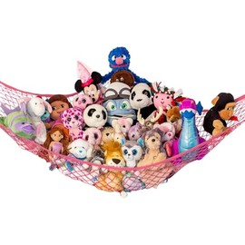 Lilly's Love Stuffed Animal Storage Hammock - Extra Large, Corner Hanging Stuffed Animal Net Organizer - Stuffed Animals Toy Storage - Cute Plushie Stuff Animal Holder (Coral)