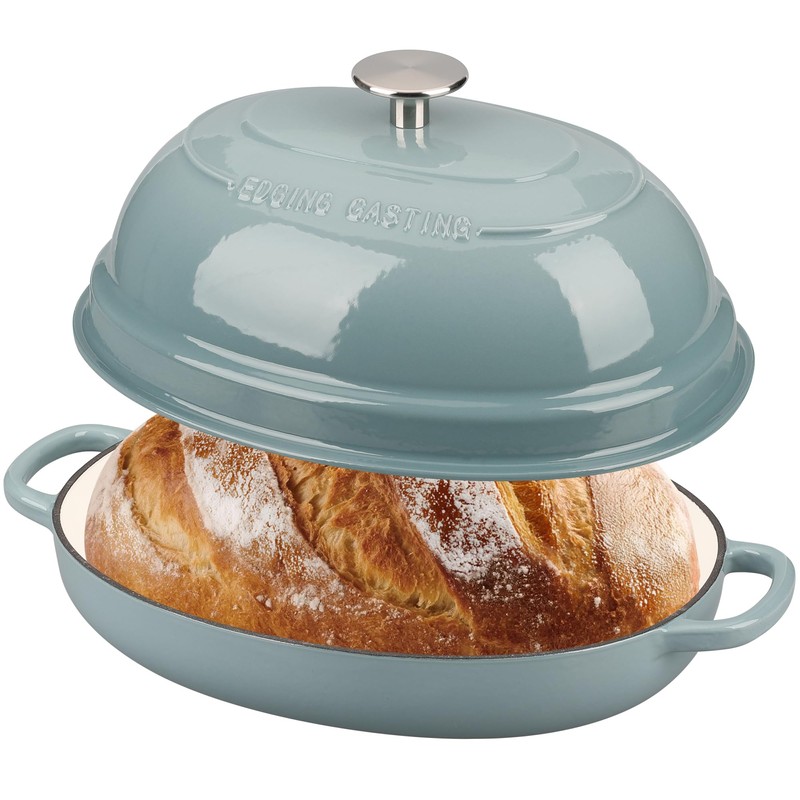 EDGING CASTING Enameled Oval Cast Iron Dutch Oven Pot with