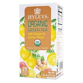 Hyleys Organic Green Tea Ginger and Lemon Flavor - 25 Tea Bags