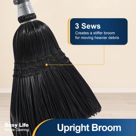 Yocada Broom Commercial Indoor Outdoor Broom 55.5 inch Tall for Courtyard Garage Lobby Mall Market Floor Home Office Leaves Stone Dust Rubbishb Black