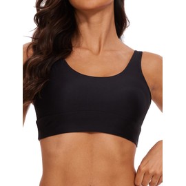 Bellecarrie Women Bikini Top Swimsuit Bra Padded Bralette Bathing Suit Swim Top Built-in Sports – Swimwear Top for Swimming, Sports, Great Fit and Support,Black,S