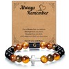 Tiger Eye Beaded Bracelets Mens Cross Bracelet 8MM Natural Stone