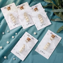 Gandeer 50 Set Wedding Almond Candy Favors for Guests, 20ml Mini Glass Bottles with Cork Stopper, Pearl Stickers Thank You Cards Ribbon Organza Bags Bridal Shower Party Favor(No Candy Included)