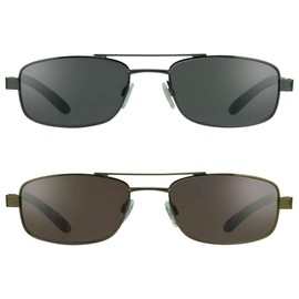 proSPORT Combo Sun Readers Glasses +1.00 Smoke and Brown Lens Black and Bronze Frame Pilot Square Aviator Full lens Reader NOT BIFOCAL