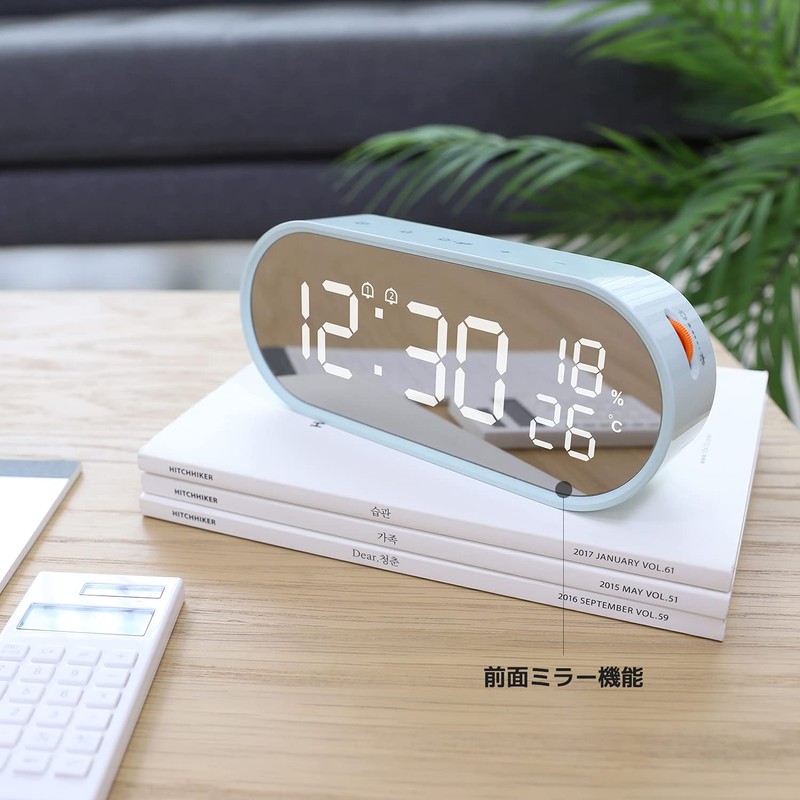 mooas Rolling Pop Mirror Clock, Digital Clock with USB Charging