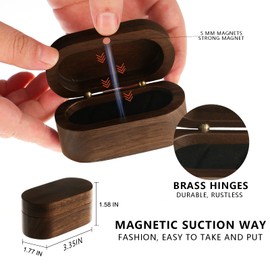 MYLYWOO Guitar Picks Holder with 7 Picks in 4 Thicknesses, A unique gift for musicians or guitar lovers,Guitar Accessories,Mini Jewelry Storage,Wooden knickknacks, 3.35×1.77×1.58 inches,Walnut