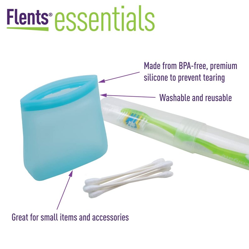 Flents Essential Silicone Pouch, Multi-Purpose Travel-Sized Container, Washable and Reusable,