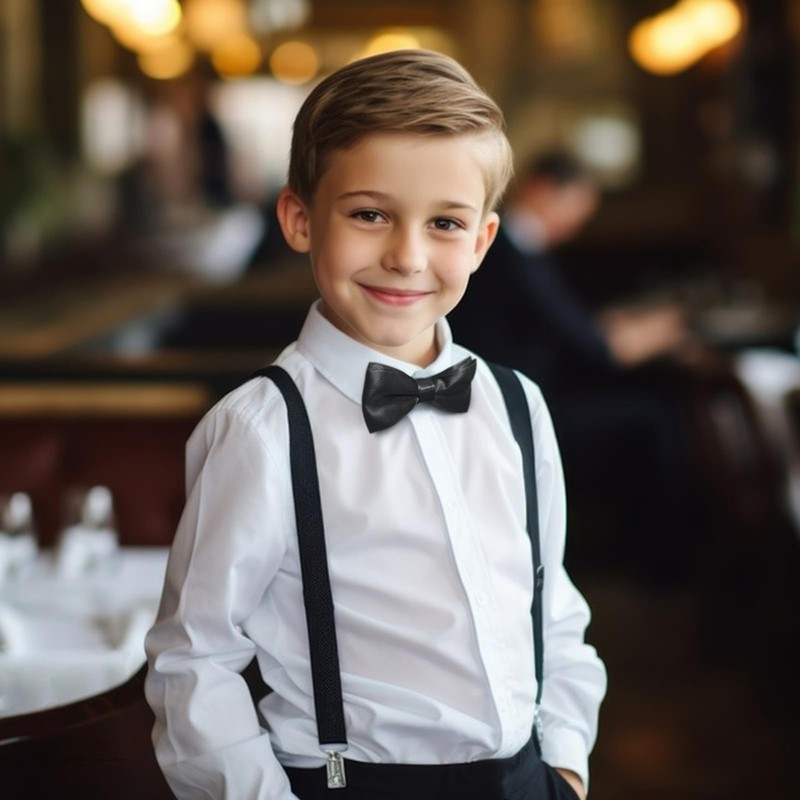 Medsuo Adjustable Kids Bow Tie Pre-tied Bowtie Solid Color Children