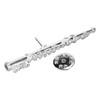 Silver Flute Brooch Miniature Musical Instrument Lapel Brooch Pin with