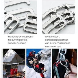 4PCS G Shape Buckle Stainless Steel For Backpacks Shoulder Bags Handbags Belt Fasteners Luggage Climbing Buckles Outdoor (Silvery, 34 * 35CM)