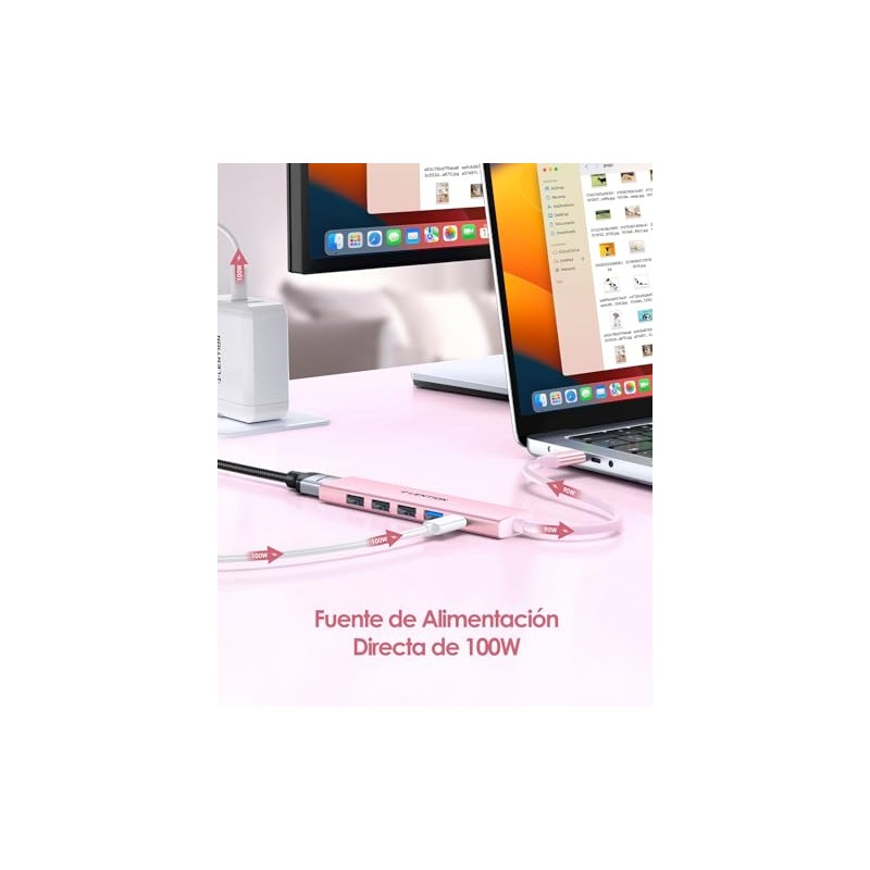 LENTION Hub USB C con HDMI 4K, PD 100W, USB-A