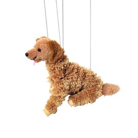 Artisan Owl Golden Retriever Marionette Puppet - Yarn Dog with Wooden Feet, Detachable Strings (Brown)