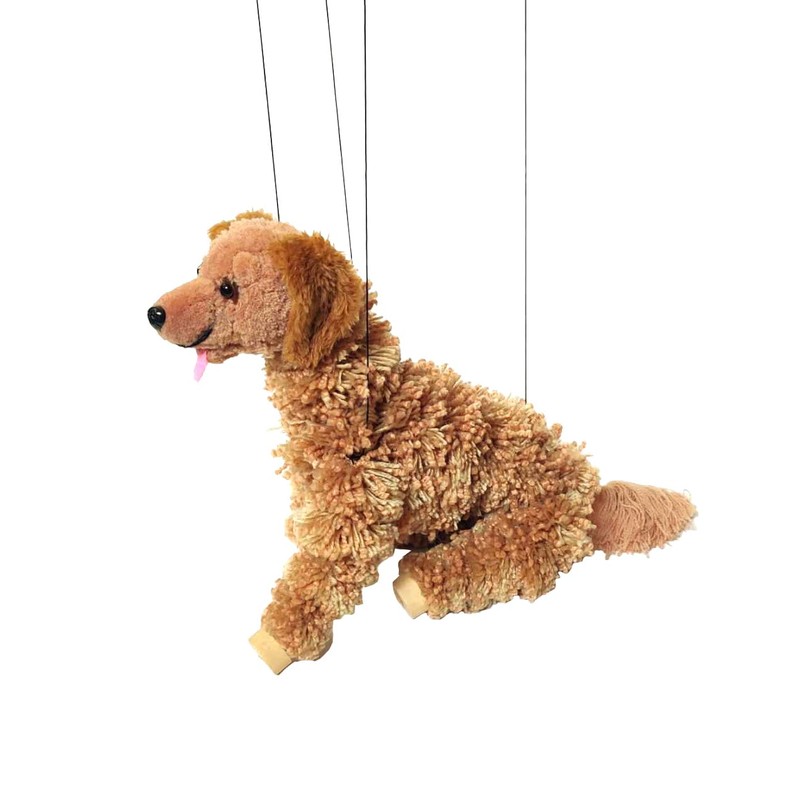 Artisan Owl Golden Retriever Marionette Puppet - Yarn Dog with