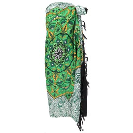 GURU SHOP Sarong, Wandbehang, Wickelrock, Sarongkleid, Herren/Damen, Mandala/grün, Synthetisch, Size:One Size, 160x115 cm