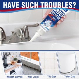 Mallbaola Tile Grout Repair Kit, 2 Pack Tile Grout Paint, Grout Sealer for Bathroom Kitchen Floor Tile, Fast Drying Grout Pen, White Filler Restore & Renew Tile Joints Line and Gaps